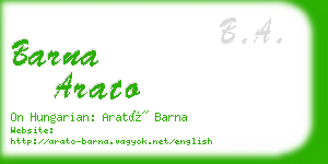 barna arato business card